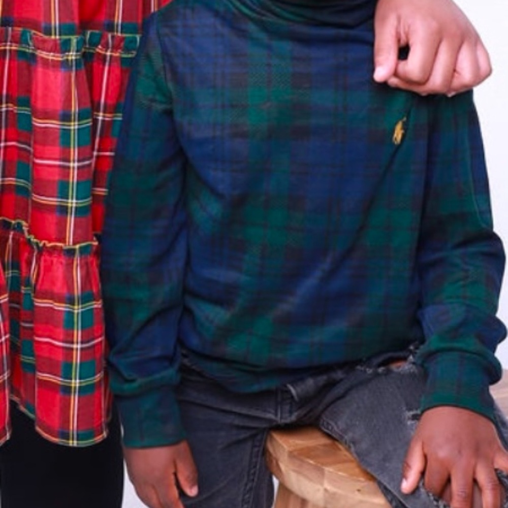 Ralph Lauren Dark Green Checkered Turtleneck